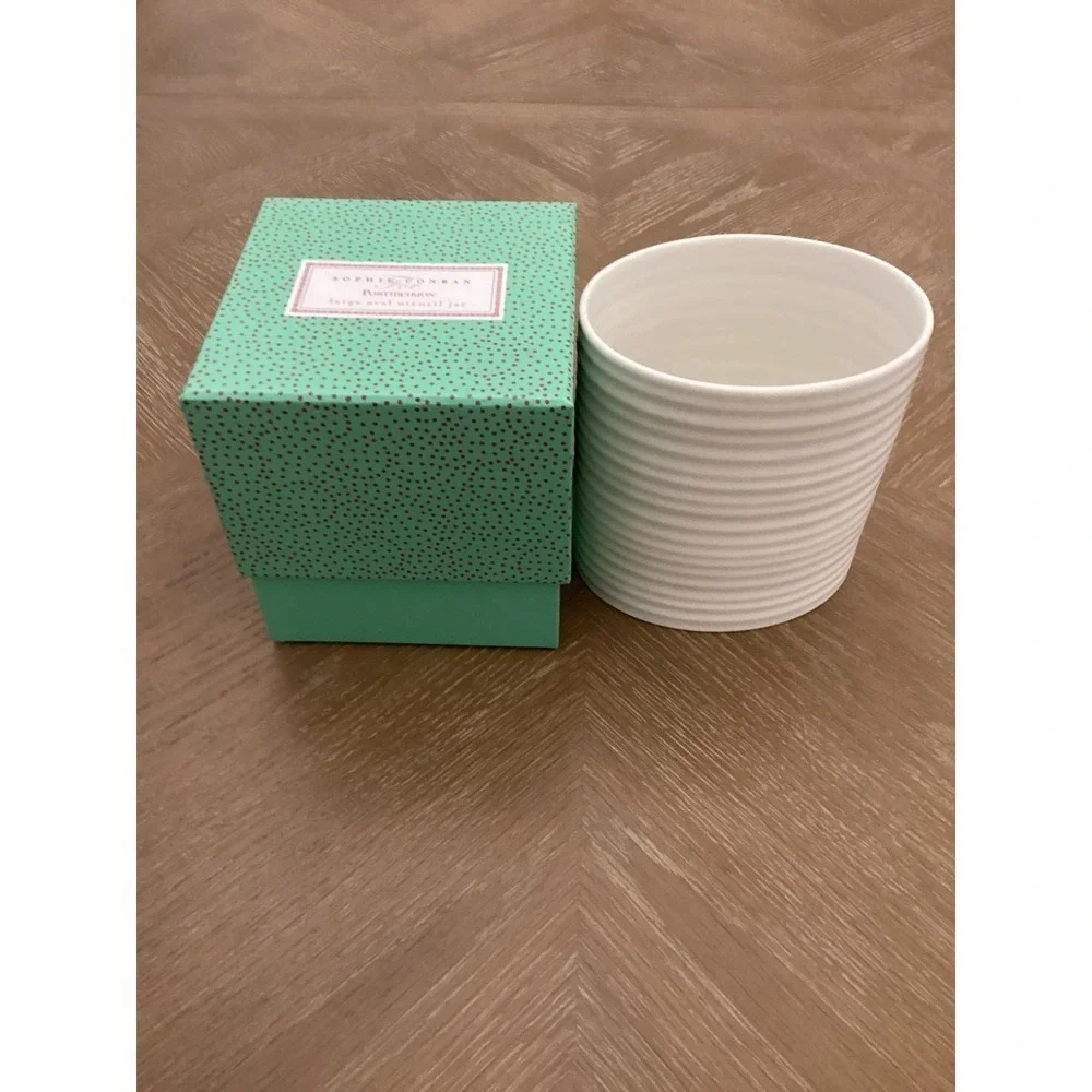 Sophie Conran For Portmeirion Large Oval Pottery Ribbed Utensil Jar NWOT